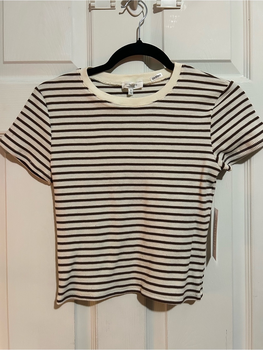 Caslon Cream & Black Striped Short-Sleeve Tee